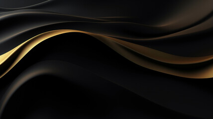 3 d abstract black and golden wave lines background.