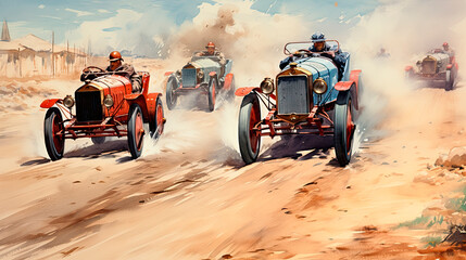 Cars racing in the 1910s