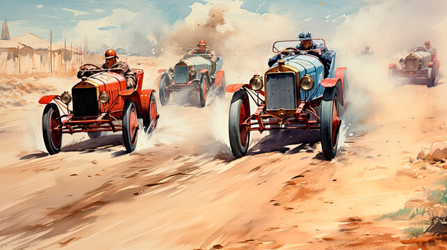 Cars racing in the 1910s