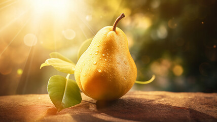 pear in the glass on a blurred background