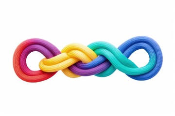 Colorful rope on white background, braided rope, concept of equality and diversity, Generative AI