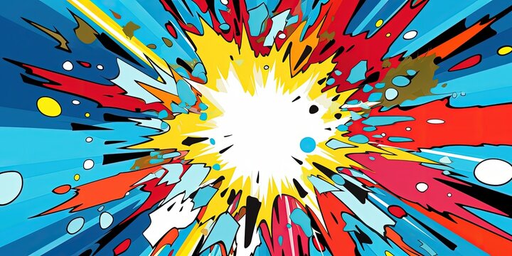 Explosions background in pop art and cartoon style, comic book explosion, Generative AI