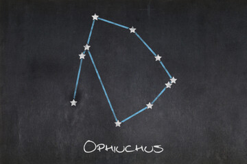 Ophiuchus constellation drawn on a blackboard