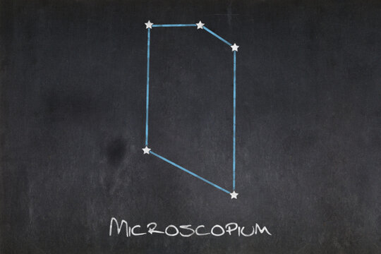 Microscopium constellation drawn on a blackboard