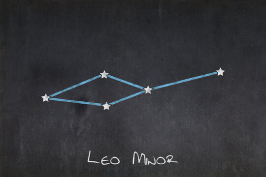 Leo Minor constellation drawn on a blackboard