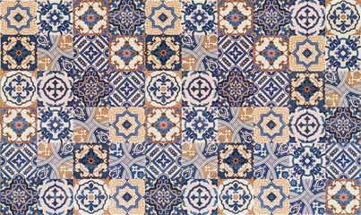 Oriental tiles background pattern. Turkish ceramic tiles texture. - obrazy, fototapety, plakaty