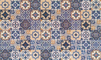 Rolgordijnen Oriental tiles background pattern. Turkish ceramic tiles texture. © Kryuchka Yaroslav