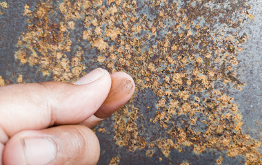 Rusty iron surfaces due to humid air and rainwater.