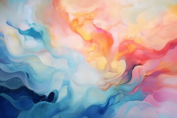Vibrant, luminous, free-flowing oil painting with a magical and mysterious aesthetic. Features a pleasant marble-like texture. Generative AI