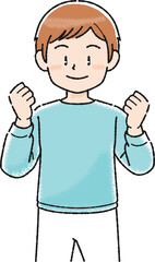 ガッツポーズの男性