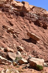 Balanced red rock in the desert