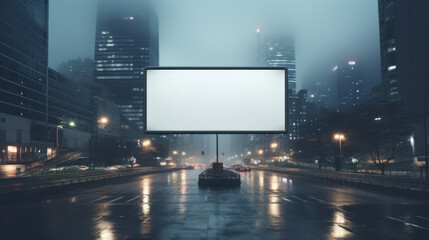 A mockup of a clean, modern billboard in an urban environment, highlighting its potential for advertising and branding purposes. Generative Ai