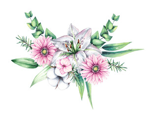 Compositions with flowers for cards, invitations, patterns