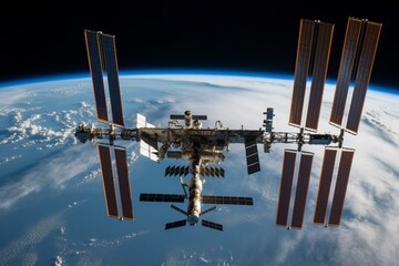 Meteorite strike damages space station, fire on spacecraft. Generative AI