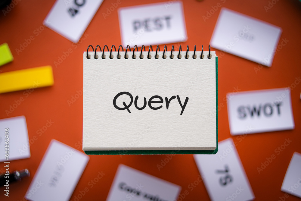 Aufkleber there is notebook with the word query. it is as an eye-catching image.