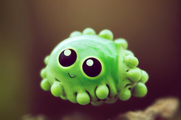 Happy cute green spore smiling