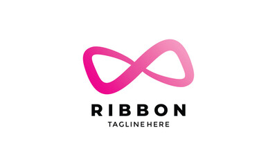 Logo vector ribbon pink gradation elegant formal beautiful woman symbol cancer pictogram bowties tie ceremony design