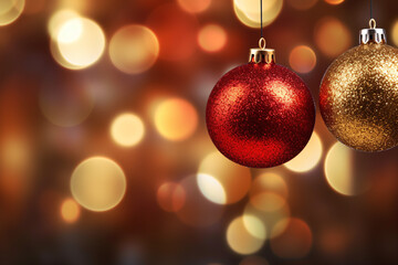 Fototapeta premium christmas balls on a bokeh background
