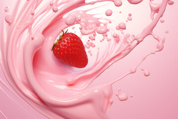 Strawberry Milk swirl splash on a pink