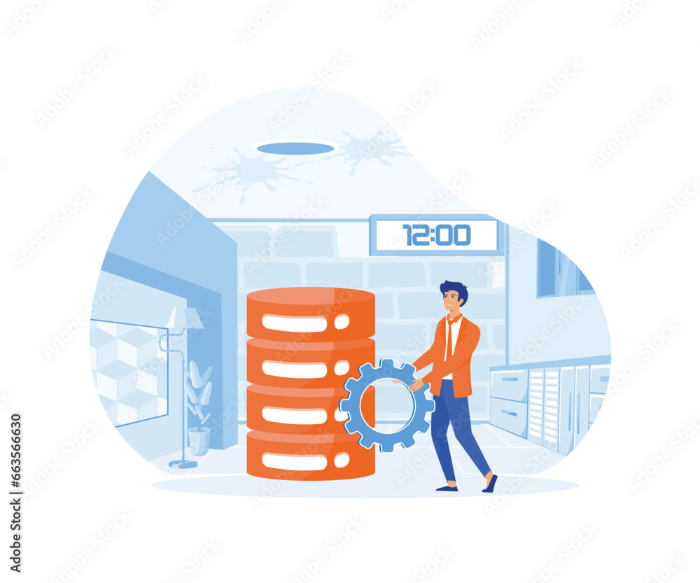 Poster database management abstract concept vector illustration set. flat vector modern illustration