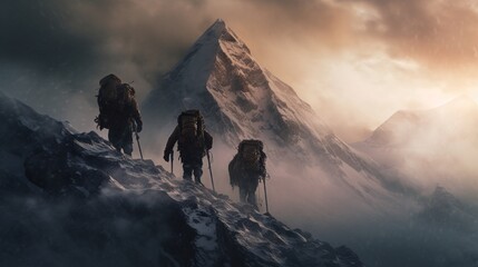 Mountain climber illustration background