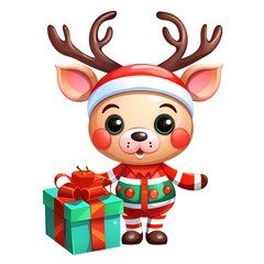 Cute Reindeer In Christmas Clipart Illustration