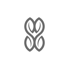 The monogram is the letter M, S and W. Elegant and outline.