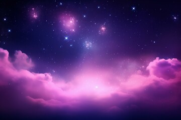 Enchanting sky displaying aurora and stars. Vibrant magenta lights wallpaper for copy-space. Generative AI