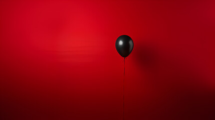 Black balloon with red background. Black Friday and Cyber Monday.  - obrazy, fototapety, plakaty