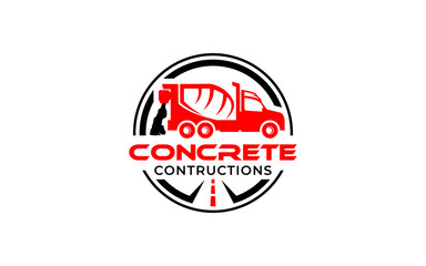 Illustration vector graphic of concrete mixer truck construction logo vector template