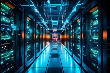 Fototapeta premium server room in a data tech company
