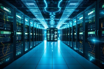 Obraz premium server room in a data tech company