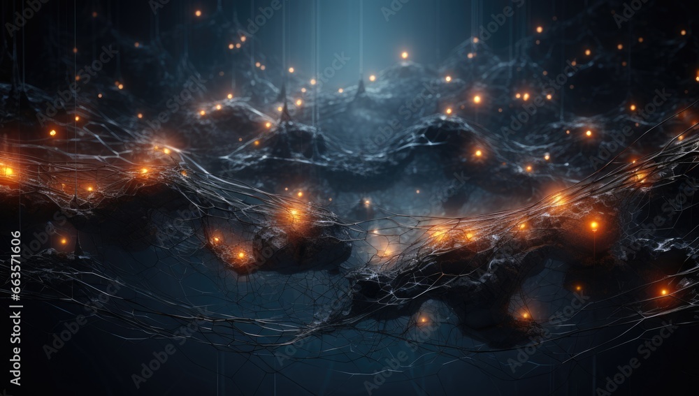 Poster complex neuronal system, representing the concept of data information in a colorful manner
