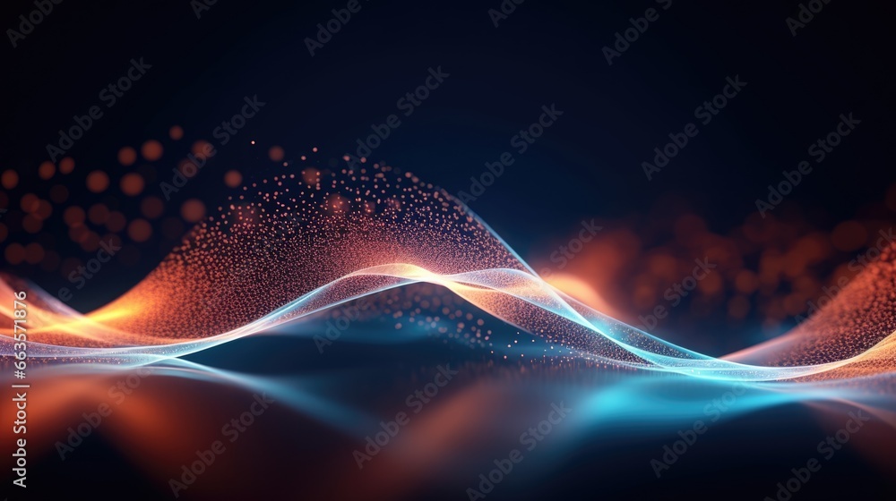 Poster an energetic abstract background with dynamic waves of light and vivid hues.
