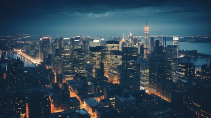 Fototapeta premium An impressive nighttime panorama of a bustling metropolis,showcasing vibrant energy and urban beauty