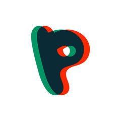 Letter P logo with stereo effect. Perfect to use in any disco labels, dj logos, electromusic posters, bright identity, etc.