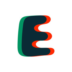 Letter E logo with stereo effect. Perfect to use in any disco labels, dj logos, electromusic posters, bright identity, etc.