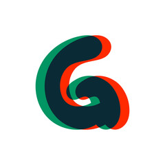 Letter G logo with stereo effect. Perfect to use in any disco labels, dj logos, electromusic posters, bright identity, etc.