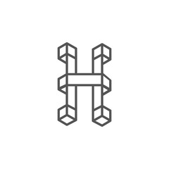 The monogram is the letter H and Box. Elegant and outline.