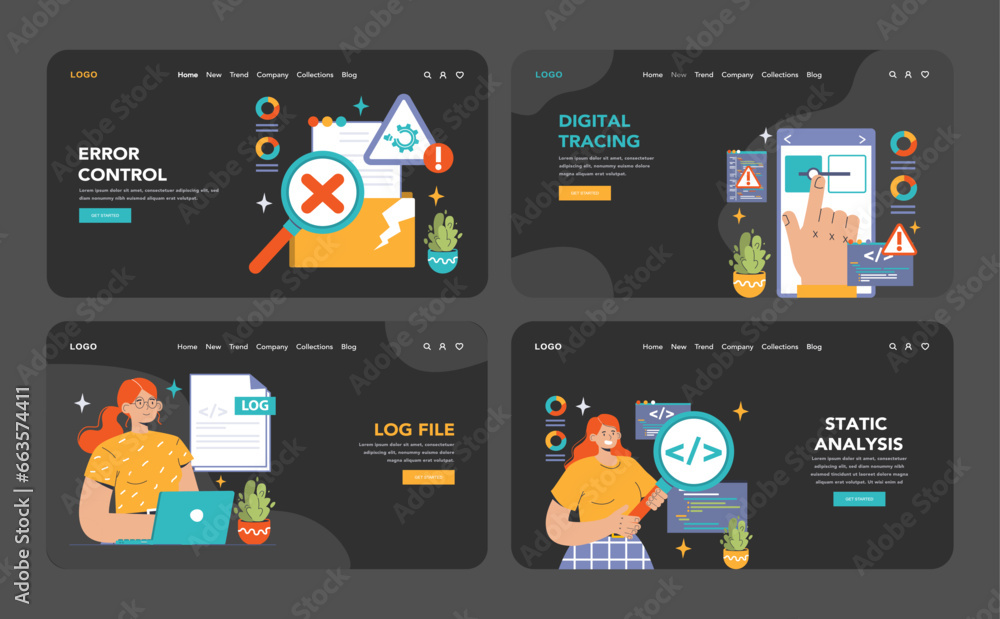 Canvas Prints software testing web banner or landing page dark or night mode