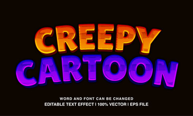 Naklejka na ściany i meble Creepy cartoon editable text effect template, 3d cartoon style typeface, premium vector