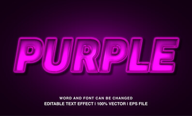 Purple editable text effect template, neon glossy futuristic style typeface, premium vector