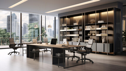 Fototapeta na wymiar Modern Elegance The Fusion of Style and Functionality in Contemporary Office Interiors