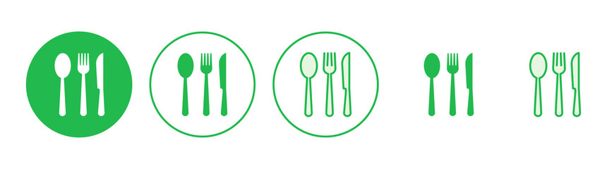 spoon and fork icon set. spoon, fork and knife icon vector. restaurant icon