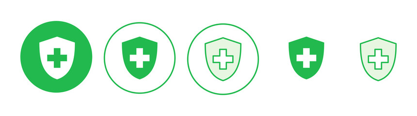 Obraz premium Health insurance icon set. Insurance health document icon