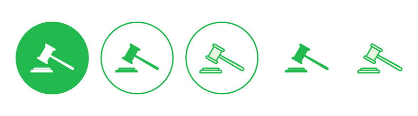 Gavel icon set. judge gavel icon vector. law icon vector. auction hammer