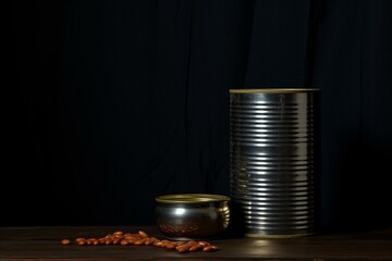 tin can on dark backdrop. Generative AI