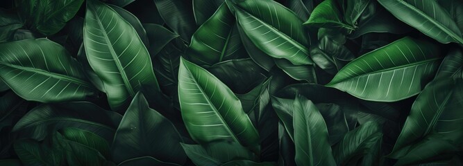 Green leaves on a black background