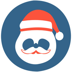 silhouette of a panda wearing santa hat and moustache vector logo icon symbol clipart