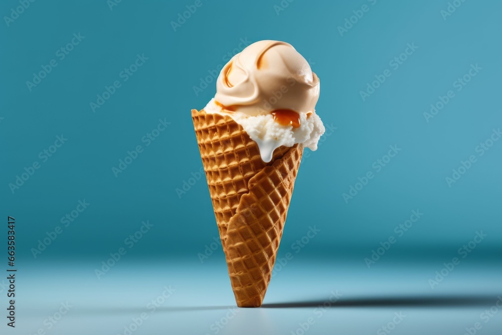 Poster appetizing ice cream. background with selective focus and copy space